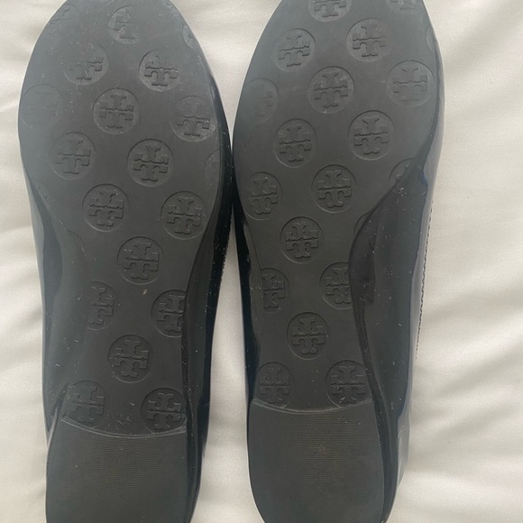 TORY BURCH Patent Black Flats Minnie Travel Size 8.5 - Picture 3 of 5